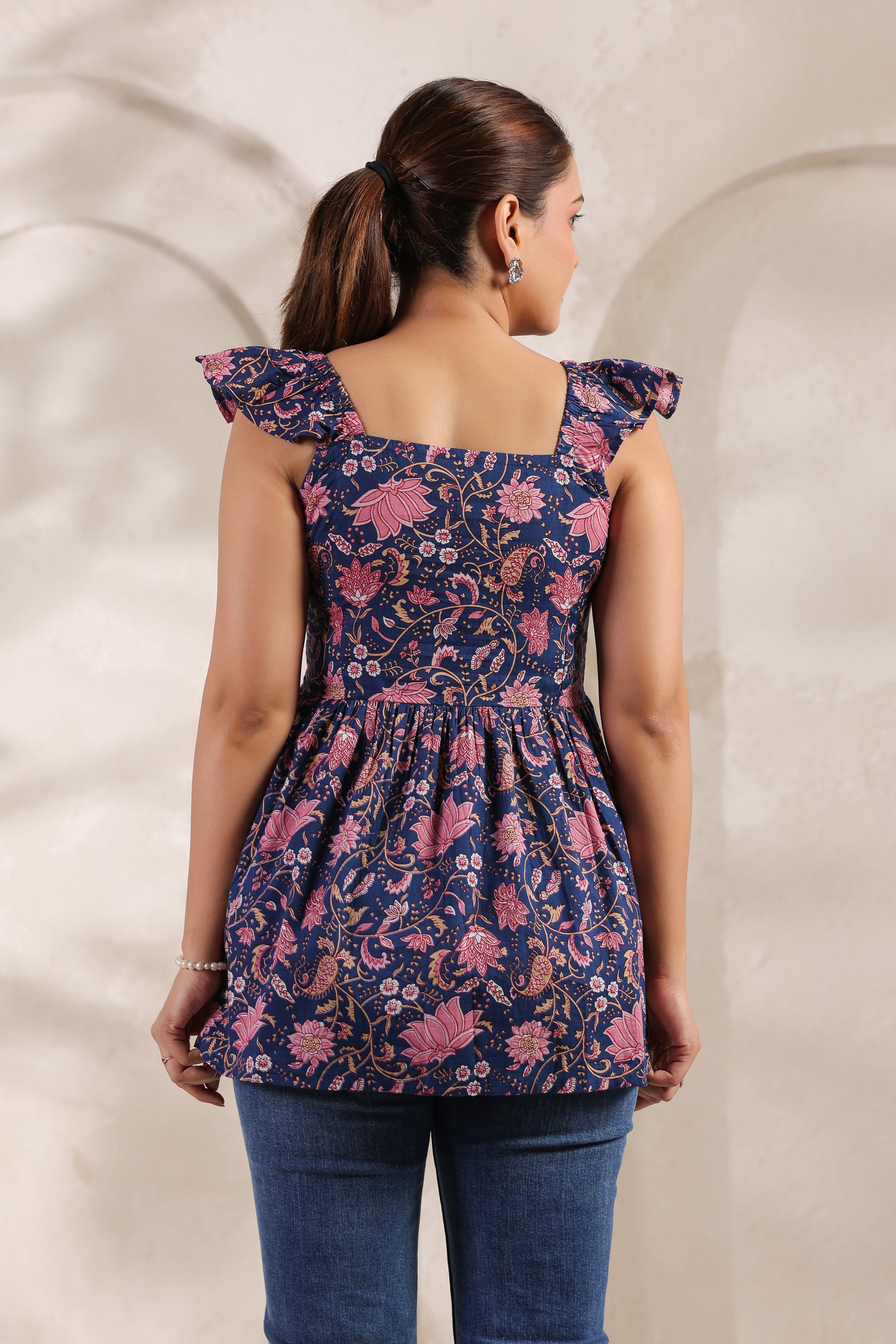 Hand-Block Print Tie-Up Strap Kurti