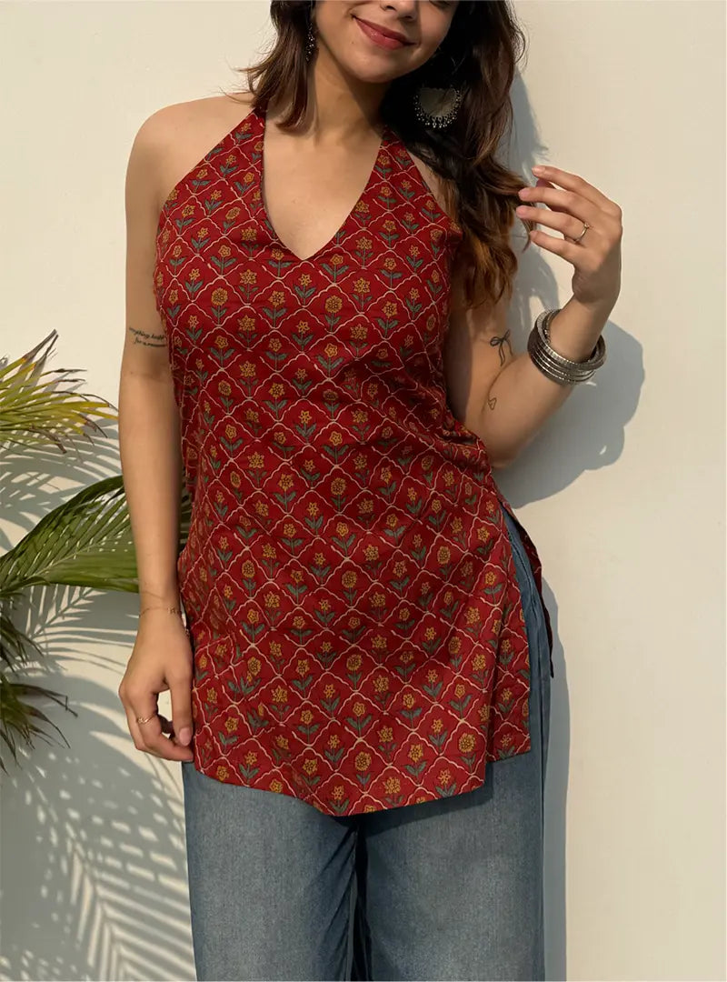 Mahi Halter Neck Kurti by Evara