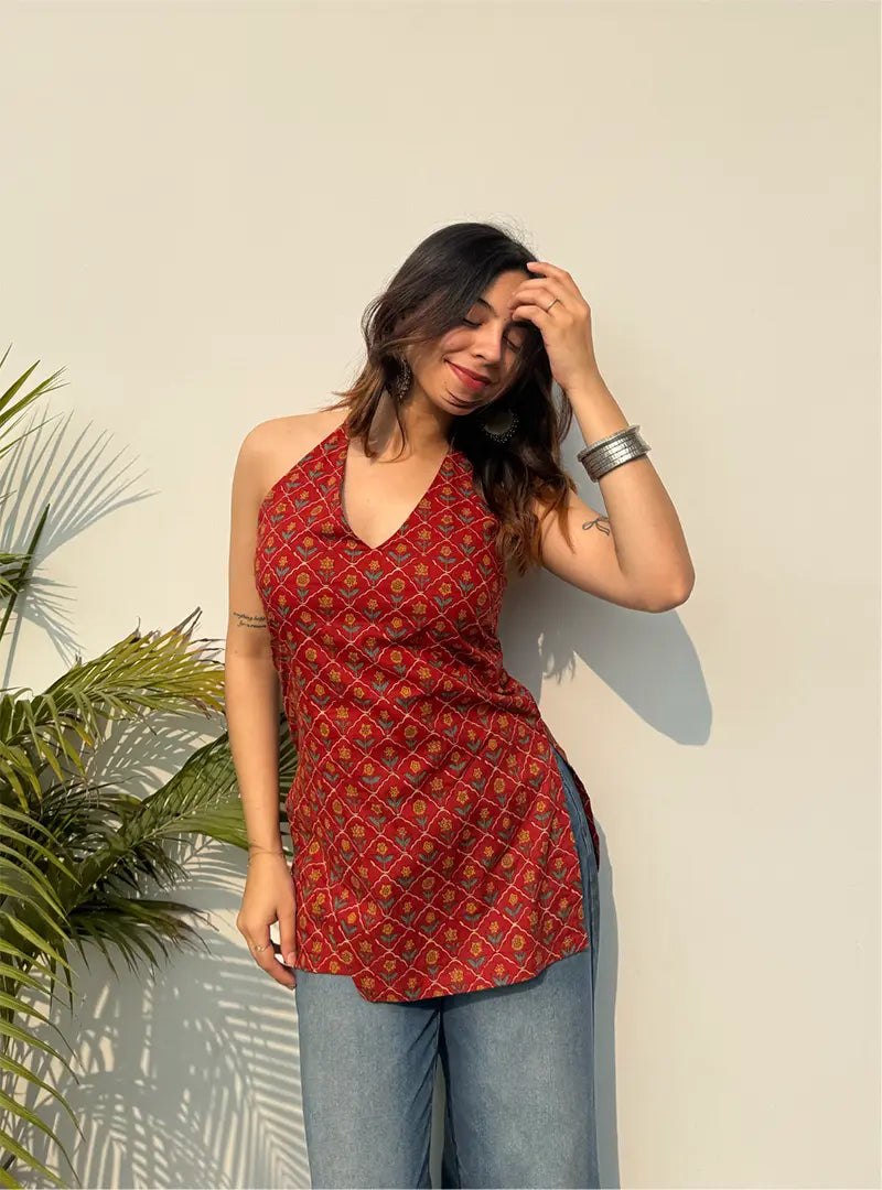 Mahi Halter Neck Kurti by Evara
