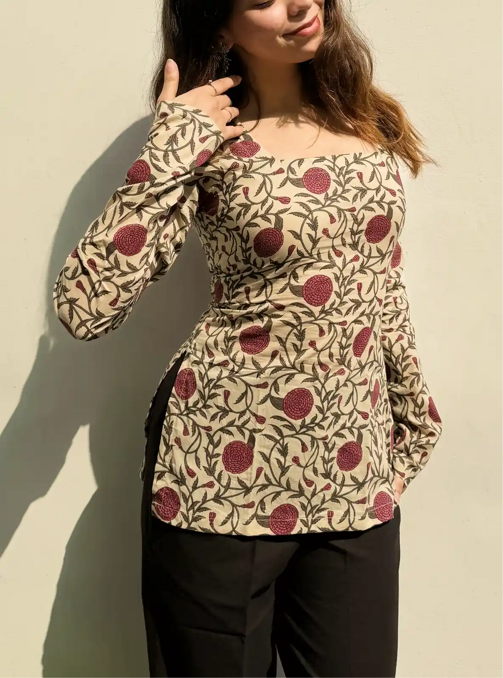 Safeena Corset Back Full Sleeves Kurti
