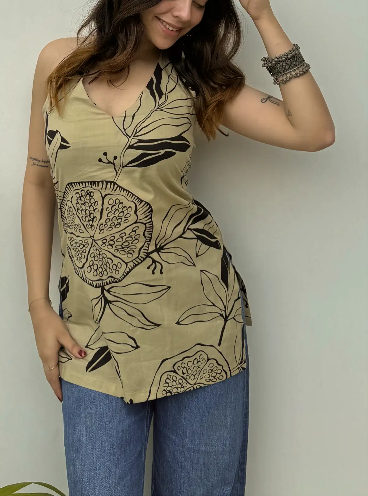 Surkh Halter Neck Kurti