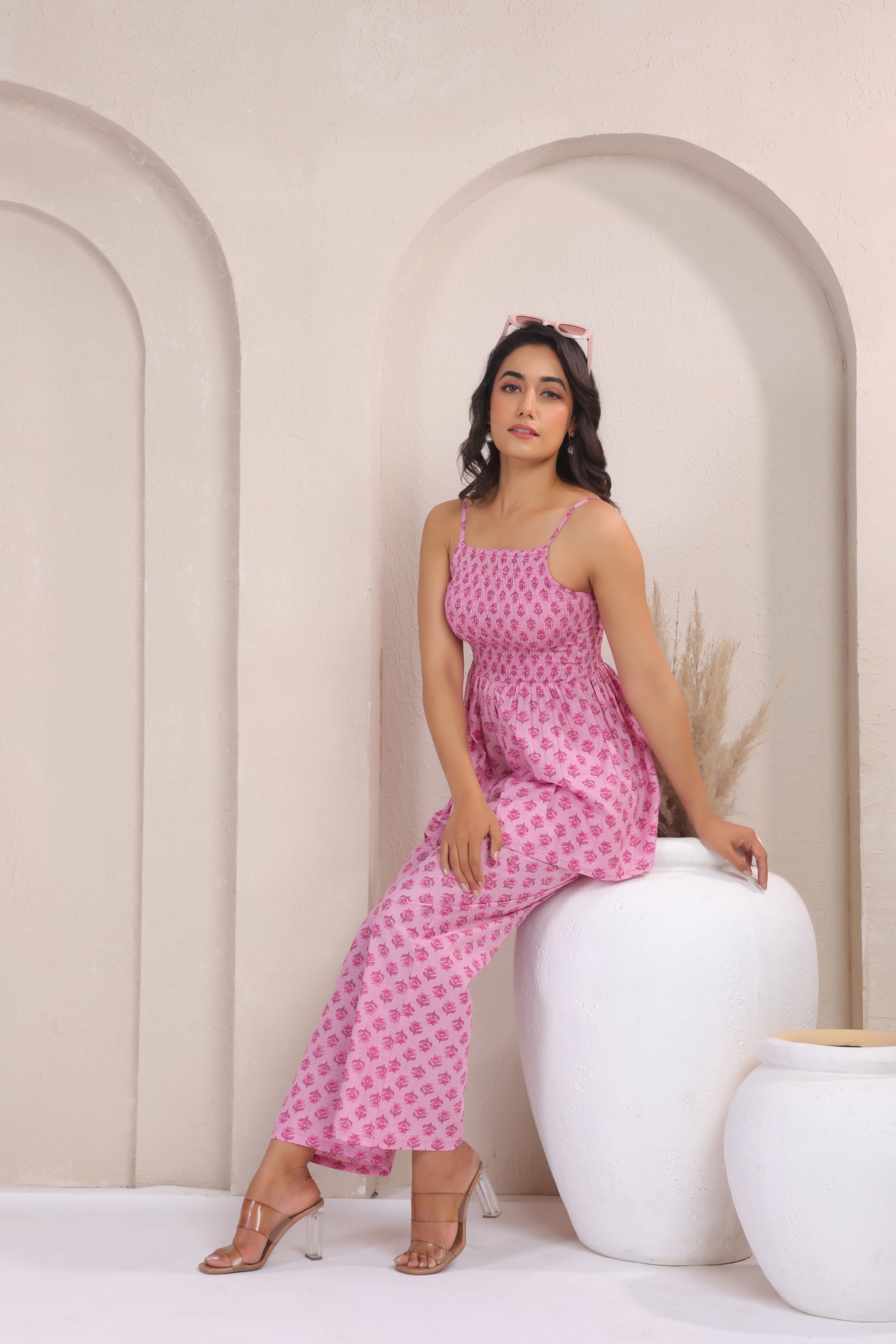 Pink Block Print Cotton Co-ord Set