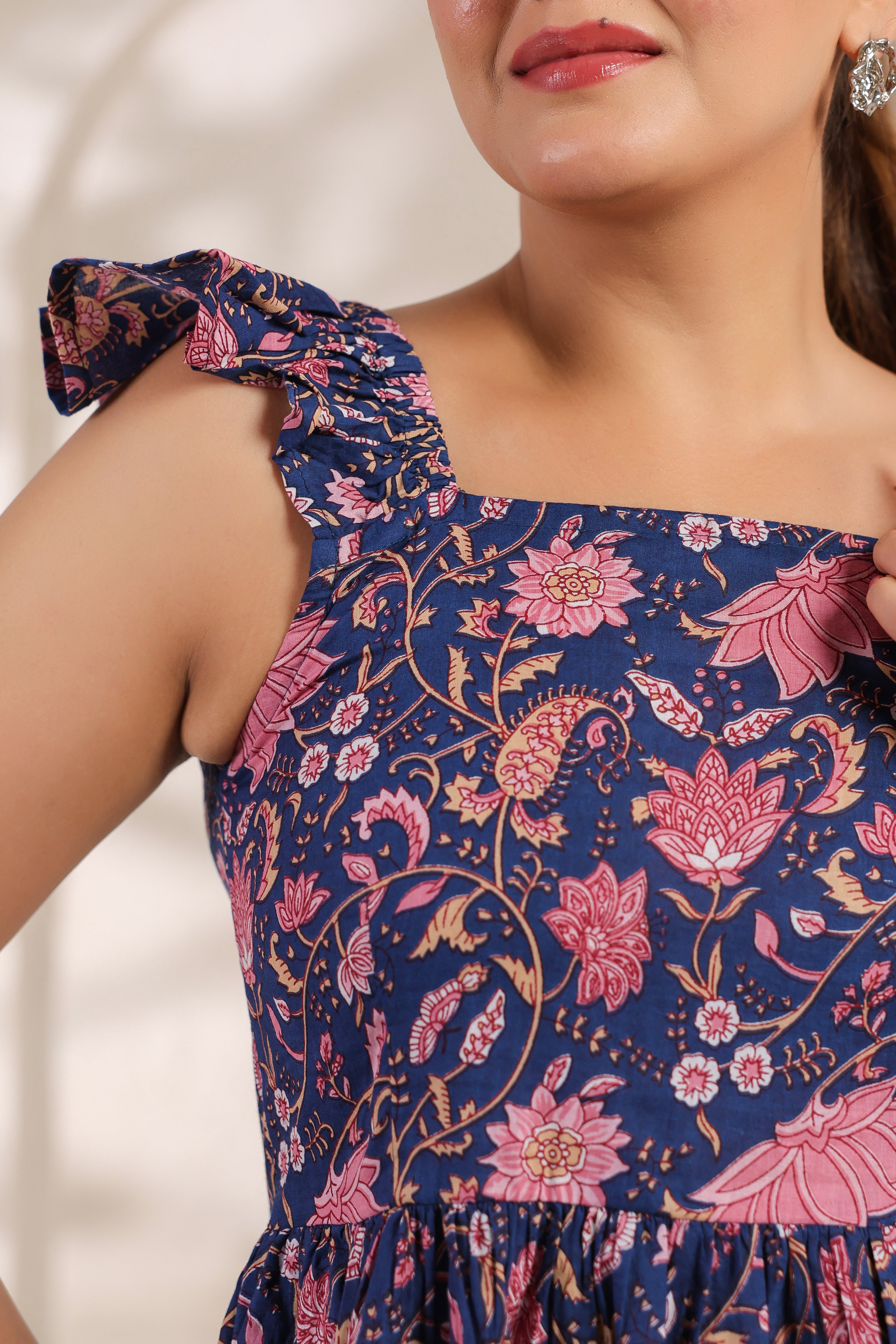 Hand-Block Print Tie-Up Strap Kurti