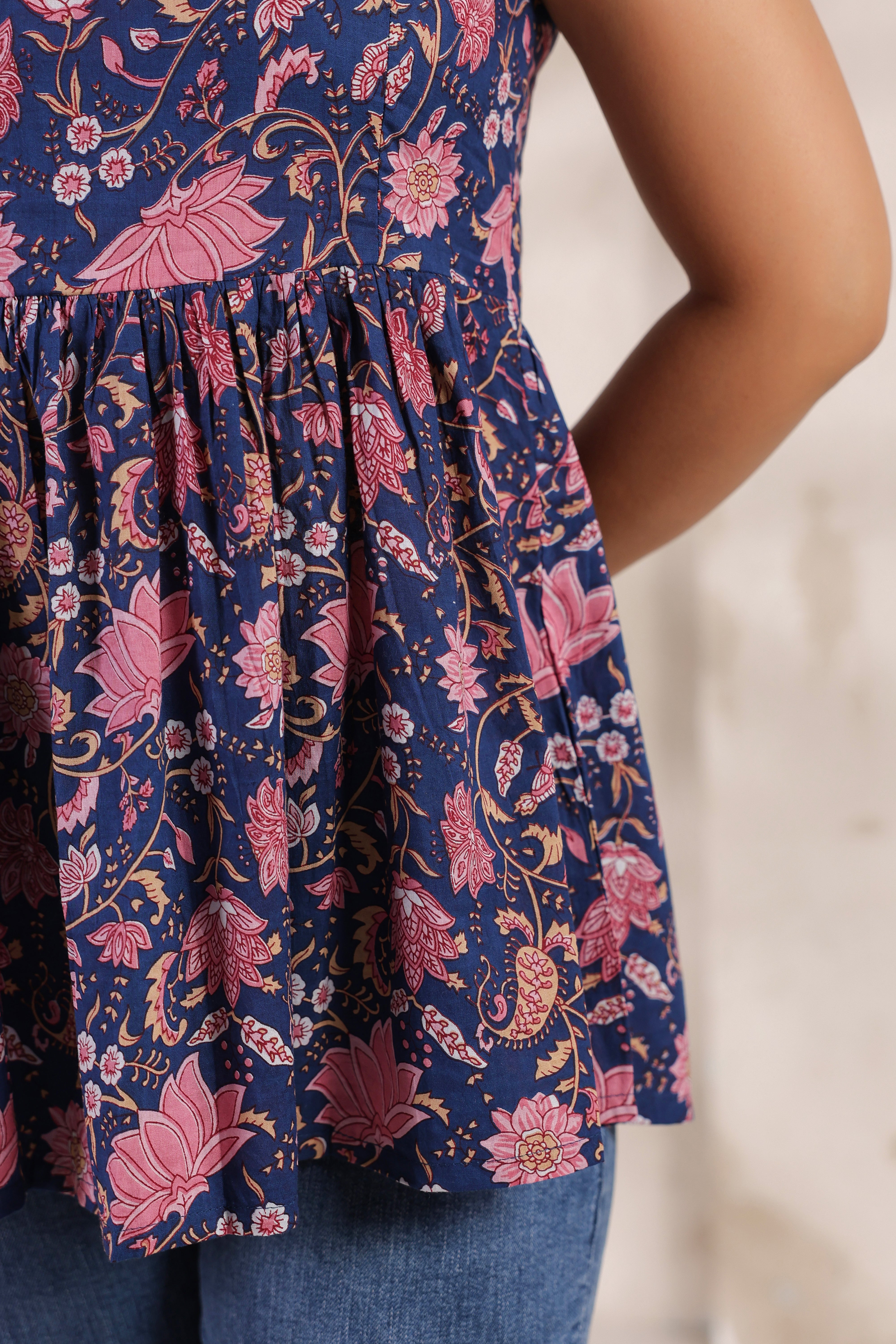 Hand-Block Print Tie-Up Strap Kurti