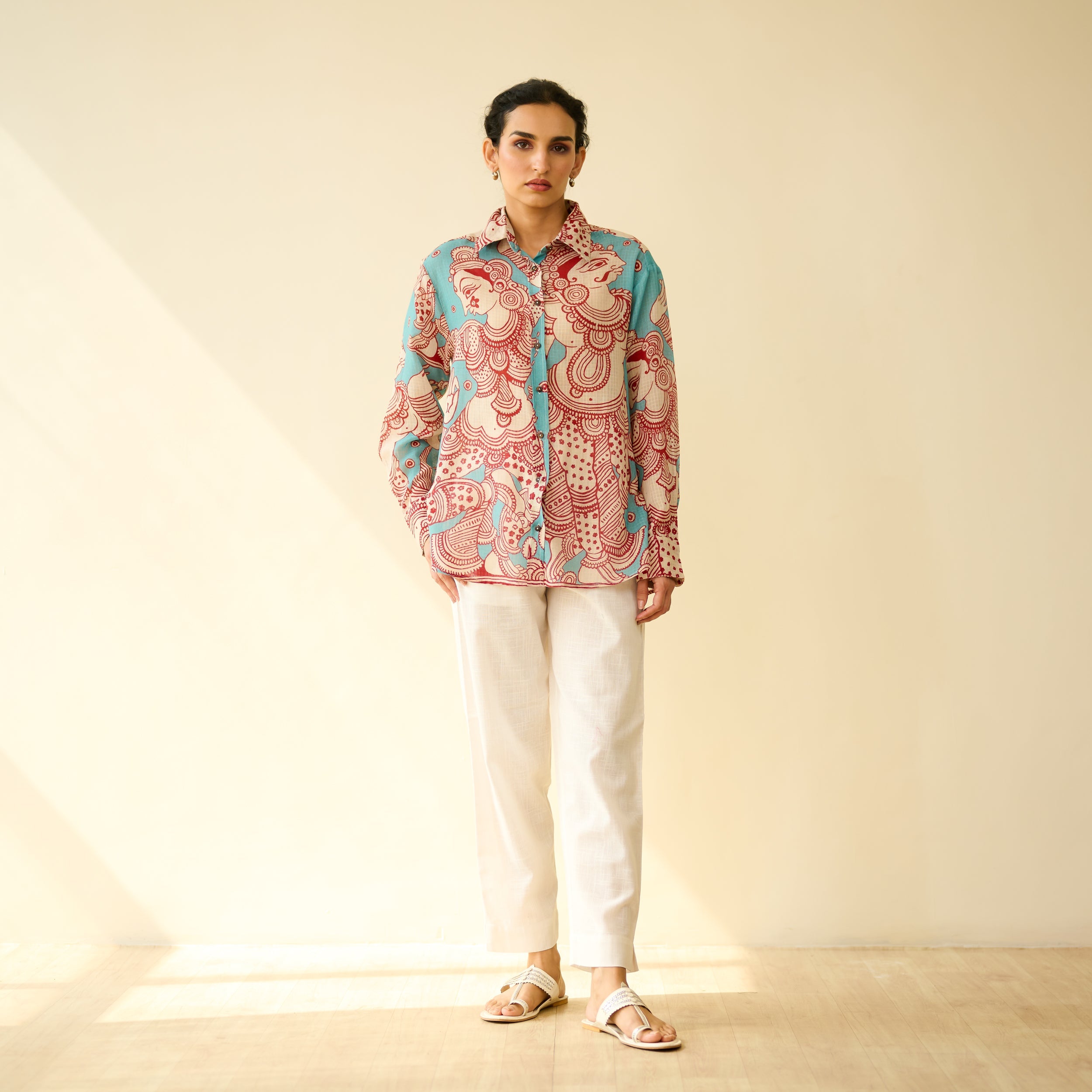 Raga Kota Doria Cotton Shirt - Turquoise