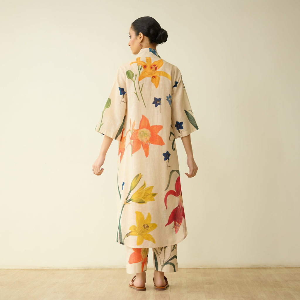 Into the Wilderness Slub Cotton Kurta Set - Cream White