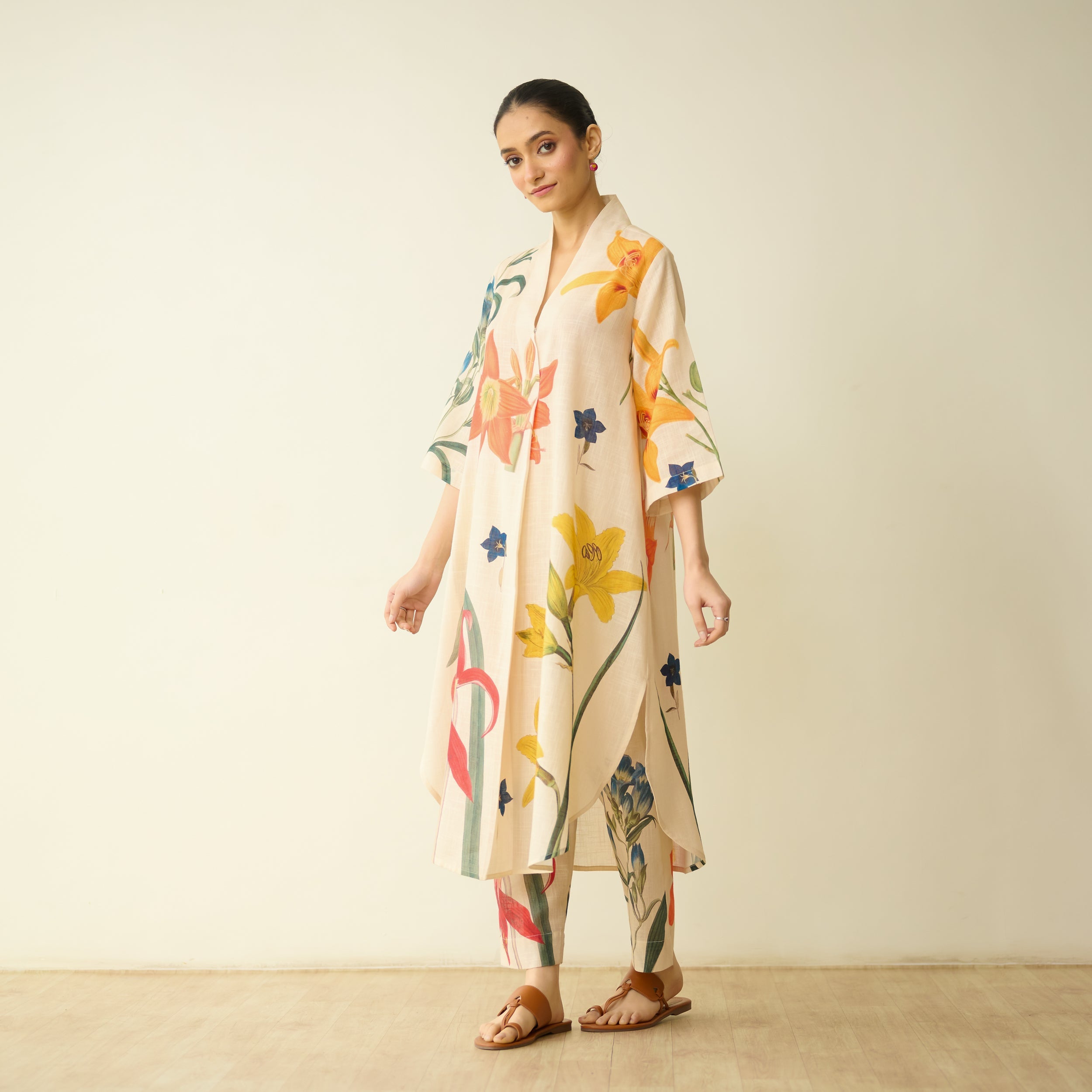 Into the Wilderness Slub Cotton Kurta Set - Cream White