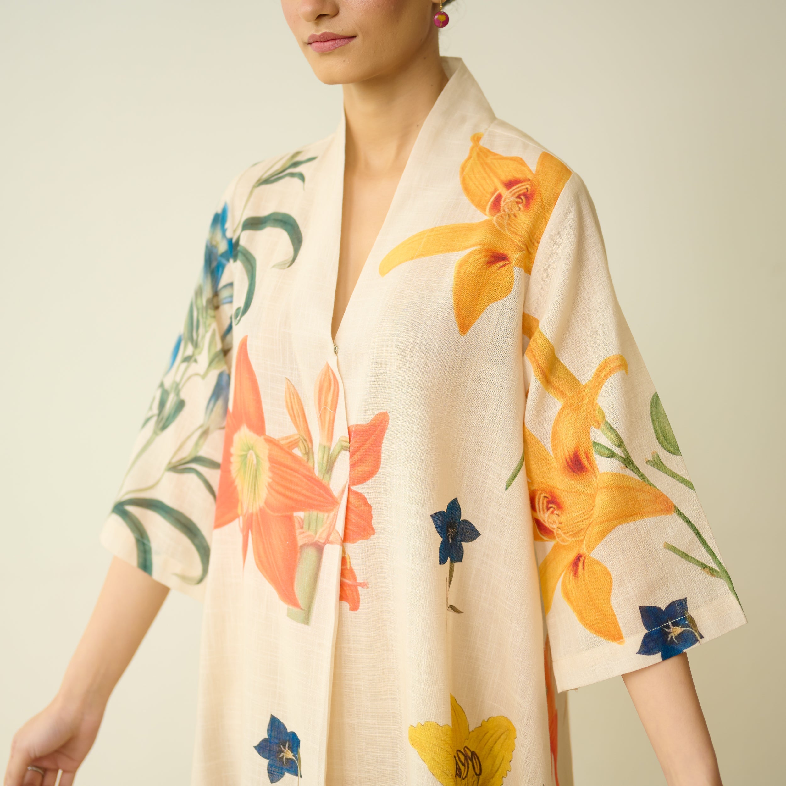 Into the Wilderness Slub Cotton Kurta Set - Cream White