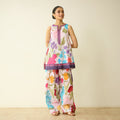 Flower Garden Slub Cotton Farsi Coord Set - Soft Pink