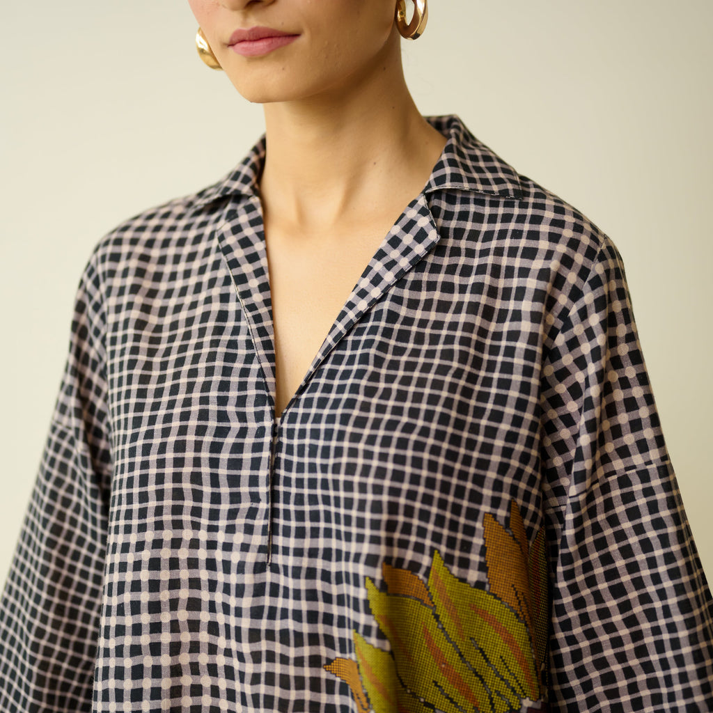 Sunday Slub Cotton Kurta - Charcoal