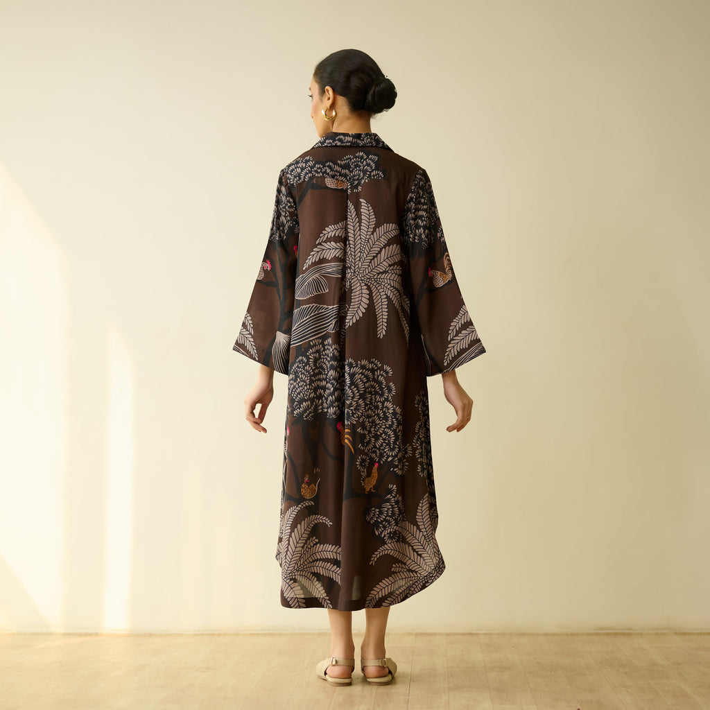 Palm Tree Modal Statement Dress - Coco Brown