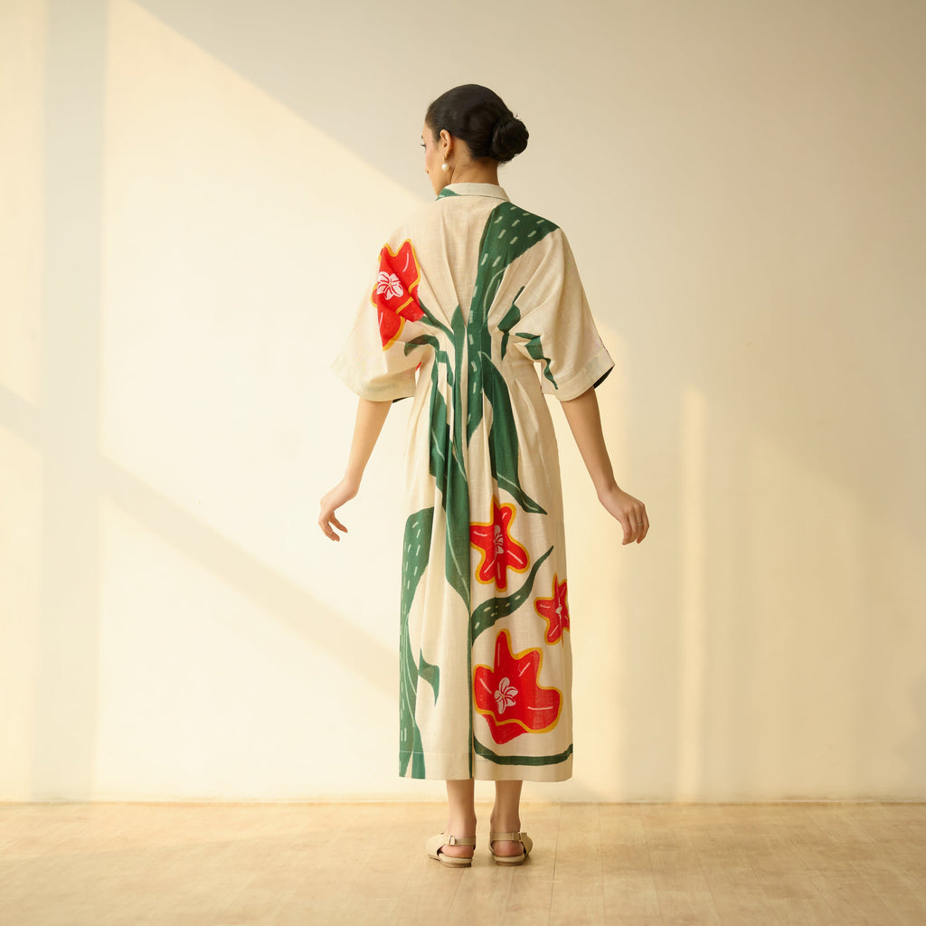 June Slub Cotton Dress - Cream White