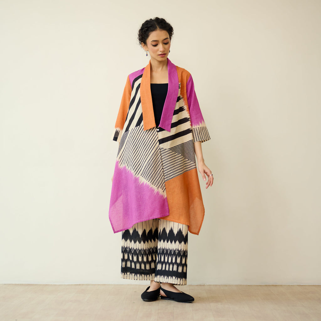 Mix and Match Slub Cotton Shrug Set - Tangerine & Candy Pink