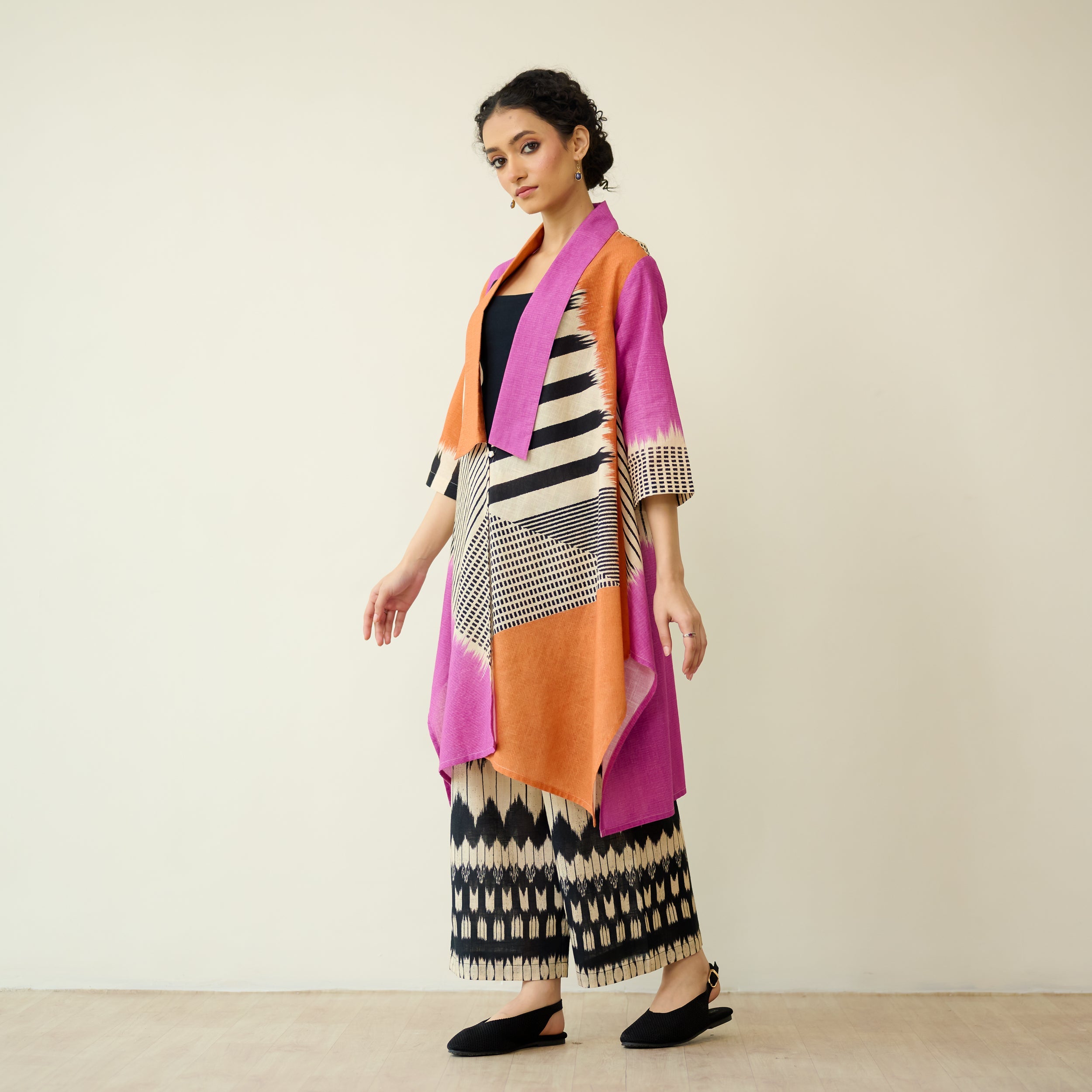 Mix and Match Slub Cotton Shrug Set - Tangerine & Candy Pink