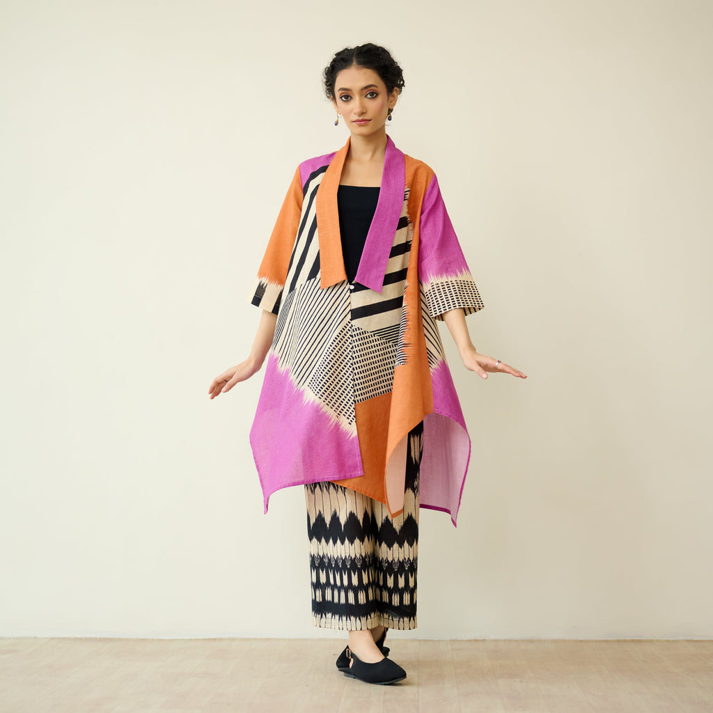 Mix and Match Slub Cotton Shrug Set - Tangerine & Candy Pink