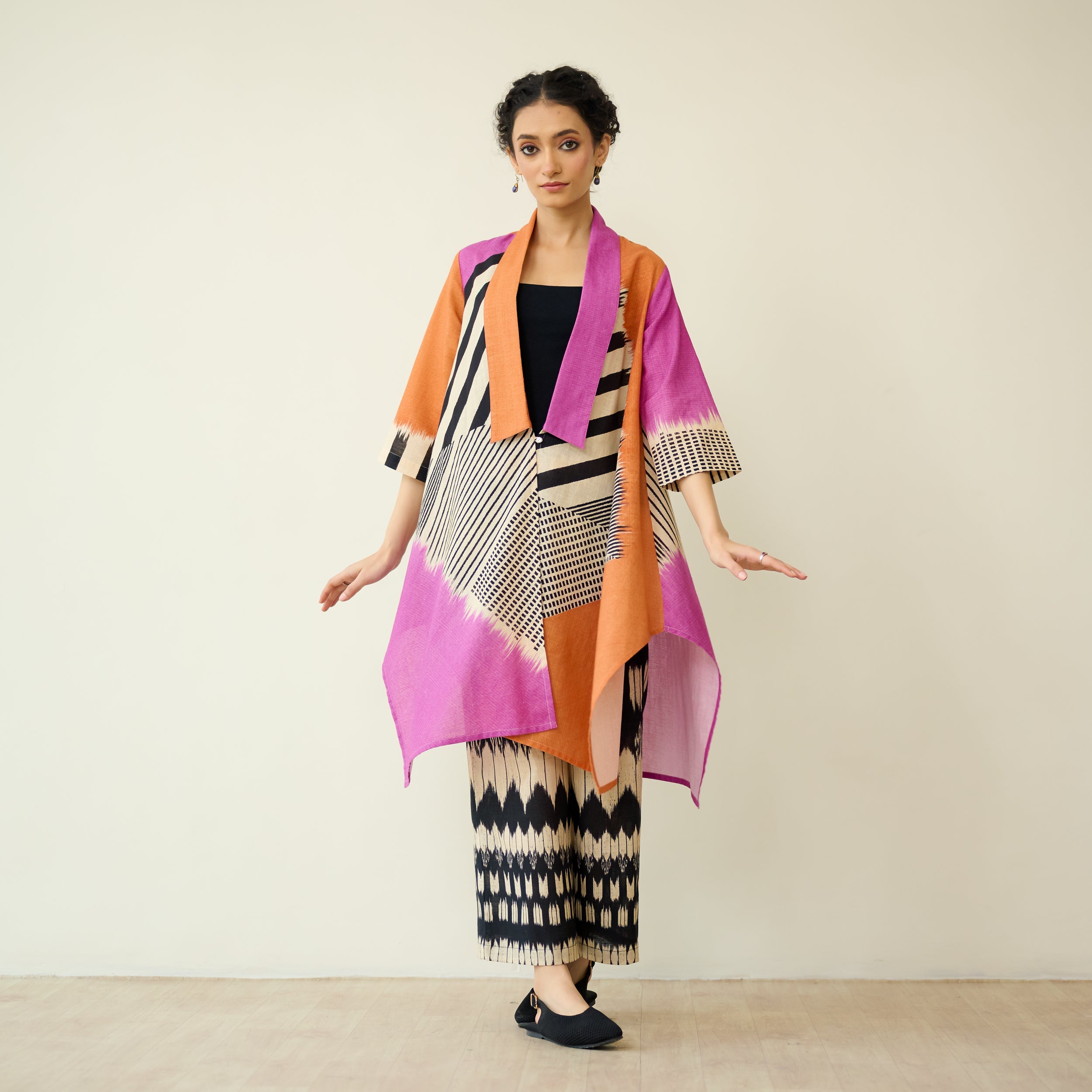 Mix and Match Slub Cotton Shrug Set - Tangerine & Candy Pink