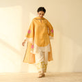 Gulabo Semi Festive Mulmul Cotton Salwar Set with Dupatta - Turmeric Yellow