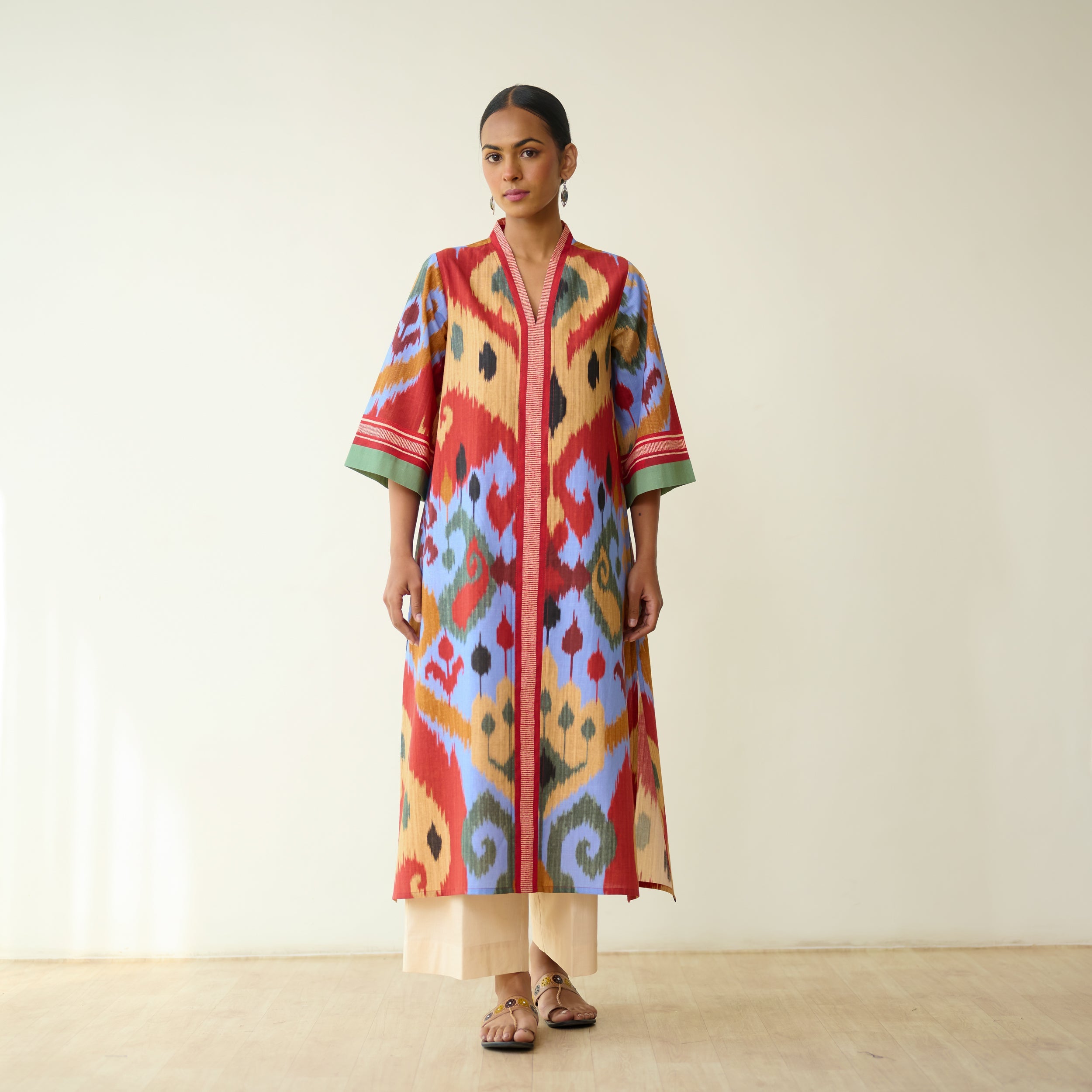 Maheeka Slub Cotton Kurta - Ocean Blue
