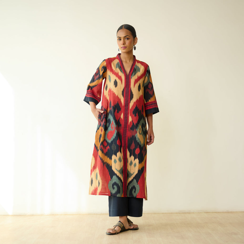 Maheeka Slub Cotton Kurta - Black
