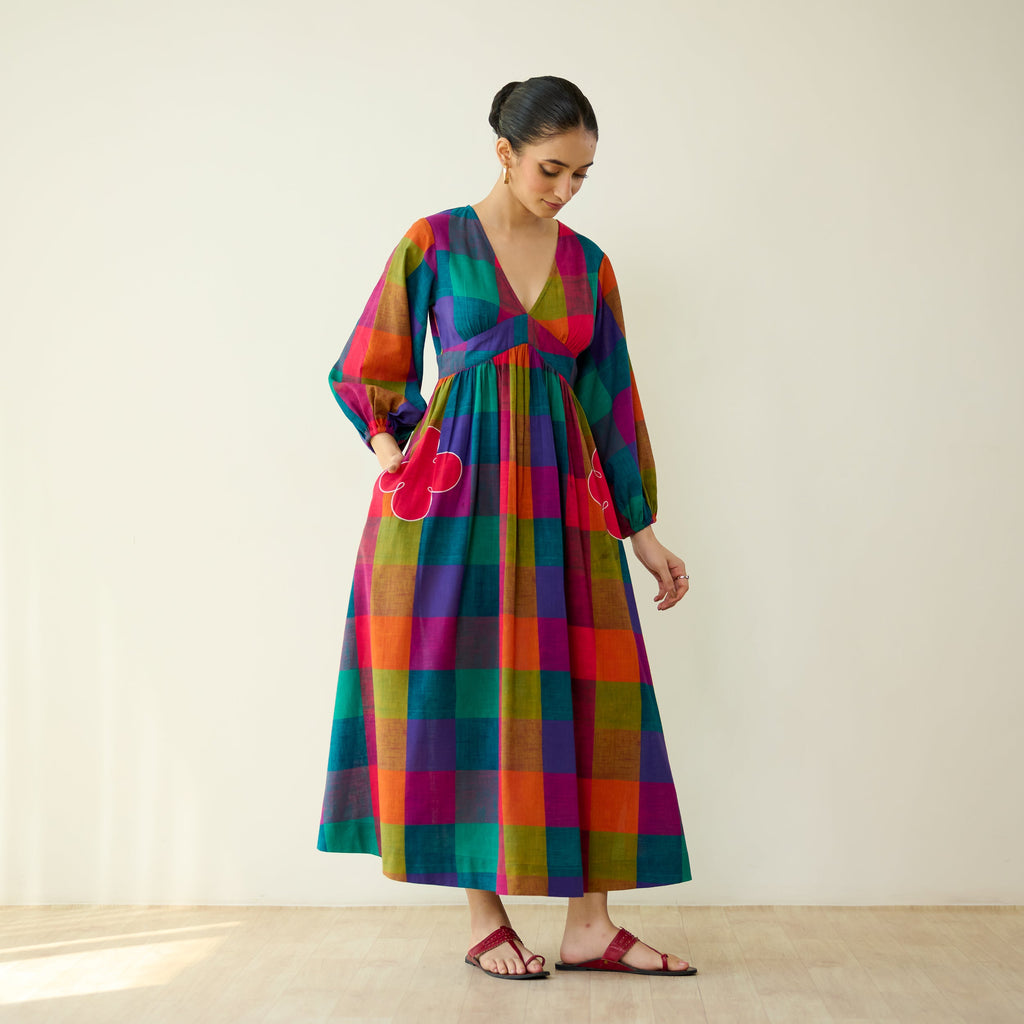 Mira Pure Slub Cotton Dress - Multicolour