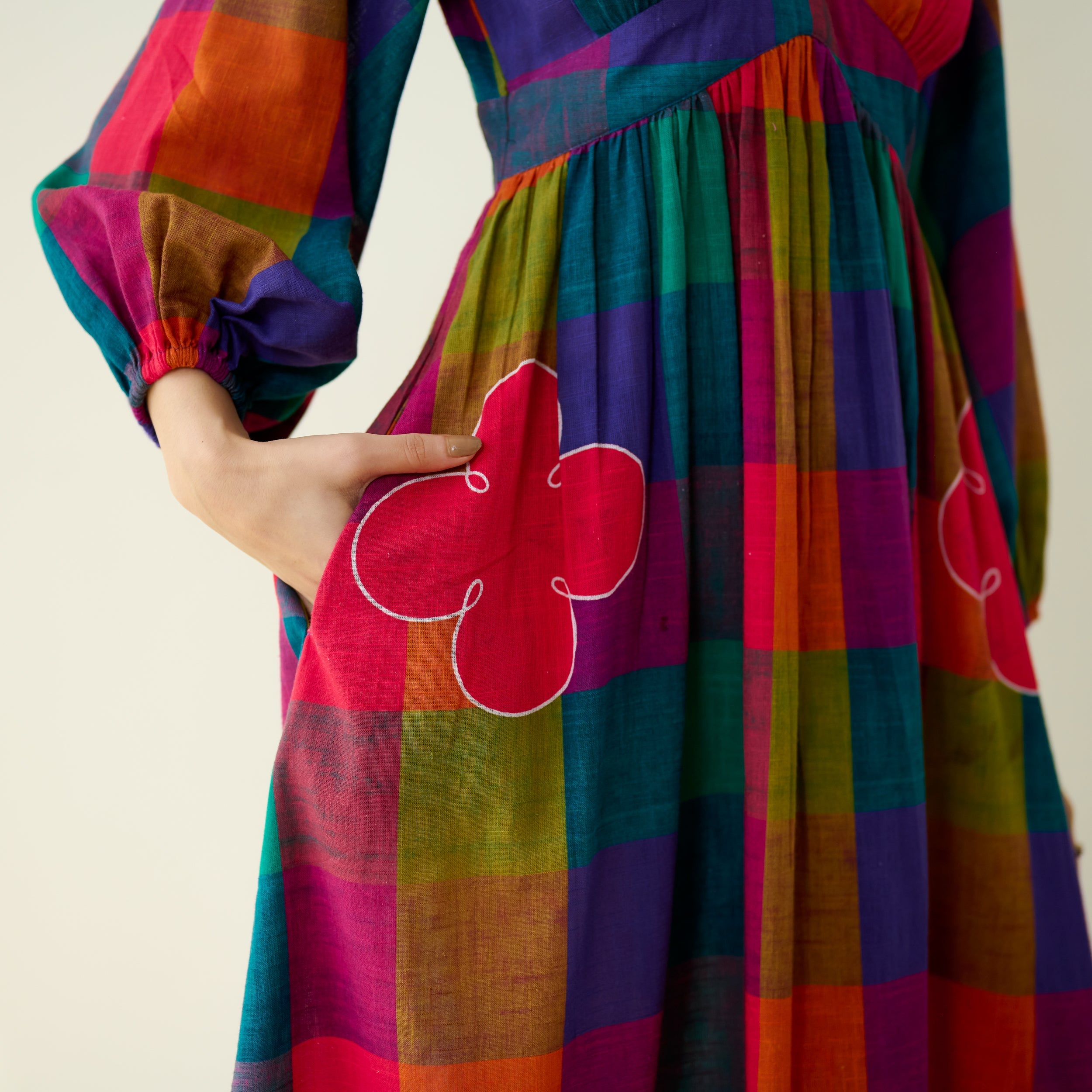 Mira Pure Slub Cotton Dress - Multicolour
