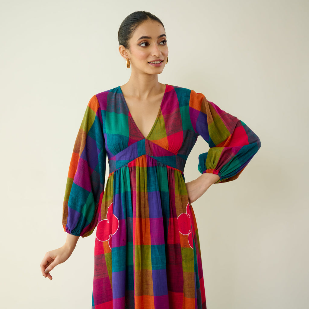 Mira Pure Slub Cotton Dress - Multicolour