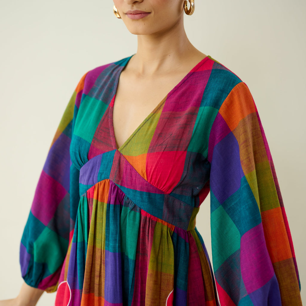 Mira Pure Slub Cotton Dress - Multicolour