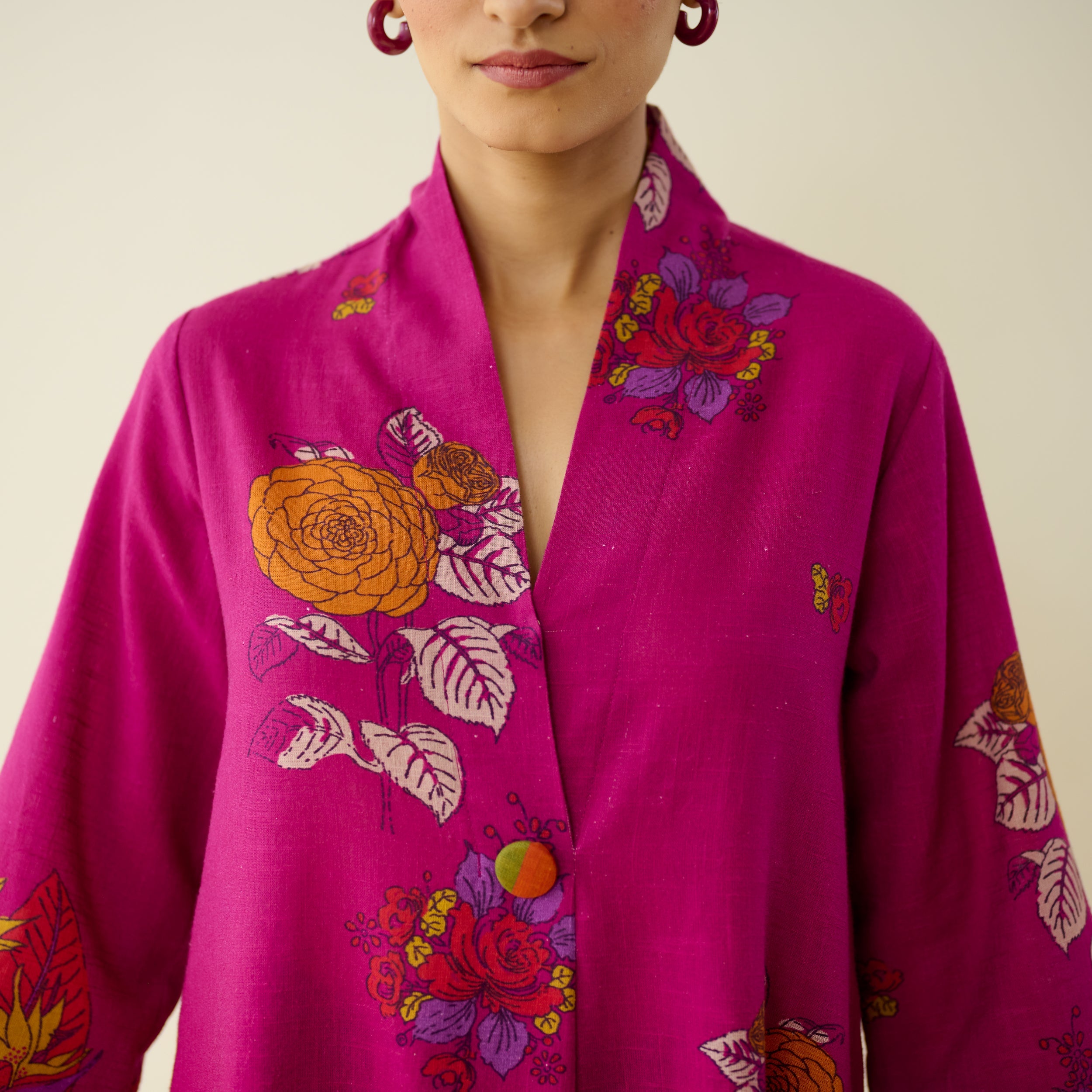 Potpourri Pure Slub Cotton Kurta Set - Fuschia