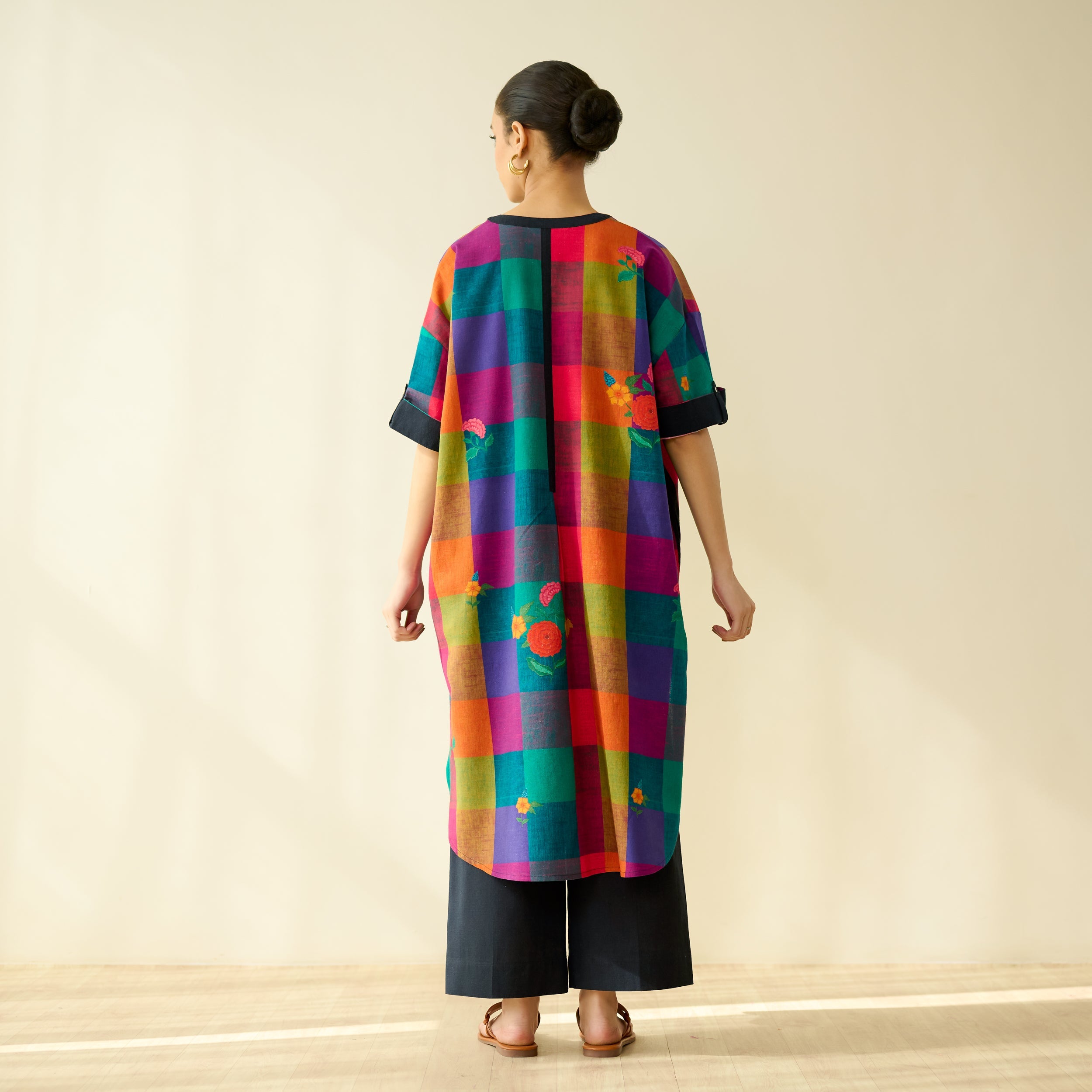 Echo Pure Slub Cotton Kurta - Black