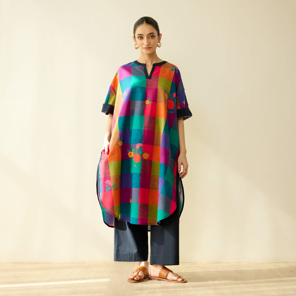 Echo Pure Slub Cotton Kurta - Black