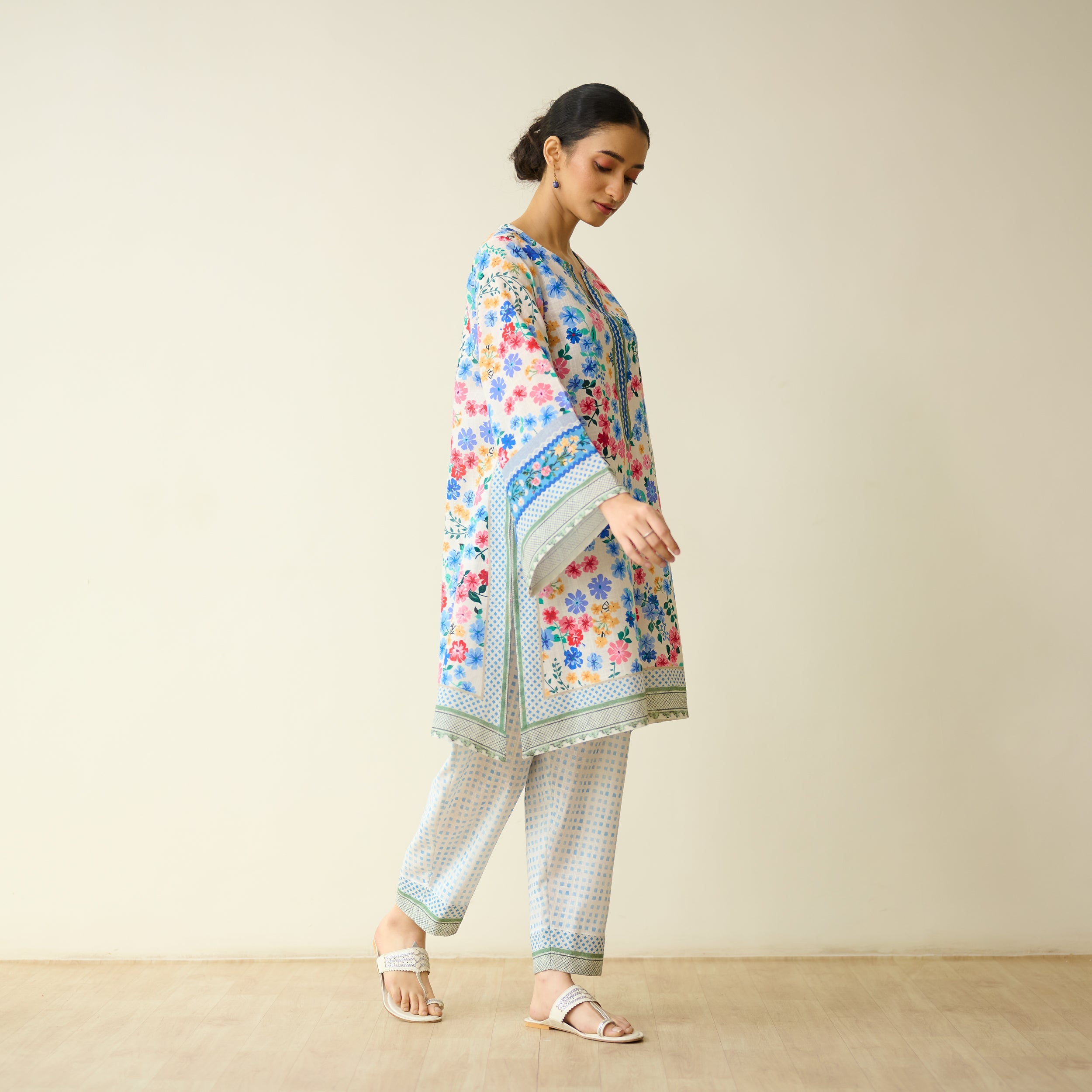 Petals Daydream Fine Slub Cotton Farsi Set - Ivory