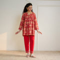 Jugni Sanganeri Inspired Co-ord Set - Cherry Red