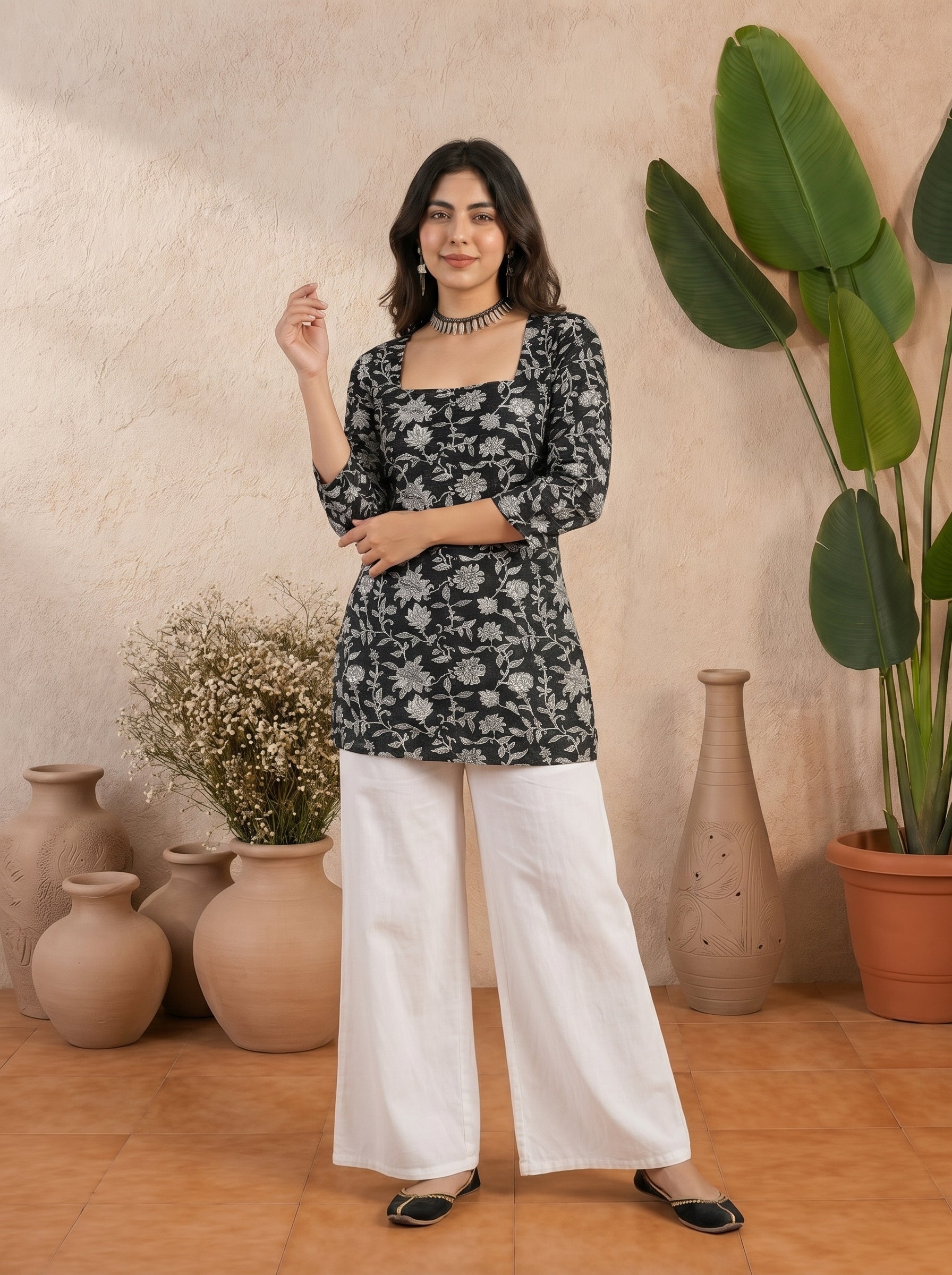 Black Dori Kurti 05 Flower