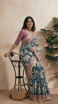 Blue Pink Saree
