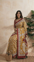 Yellow Kalamkari Saree